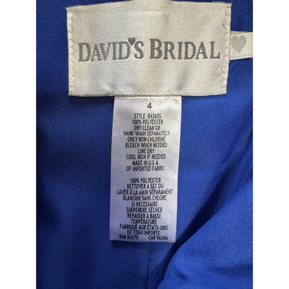 David's Bridal Slim Charmeuse Print Dress with Ruched Waist Sz 4 Wedding Formal - Picture 7 of 11